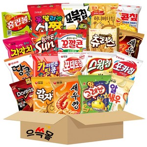 봉지과자 선물세트 20종 1호 썬칩 신짱 꼬깔콘 포테토칩 왕고래밥 츄러스 카땅 홈런볼 포카칩 스윙칩 꼬북칩 콘칲 땅콩강정 허니버터칩 나쵸 자갈치 새우깡 감자깡 알새우칩 매운새우깡, 1개