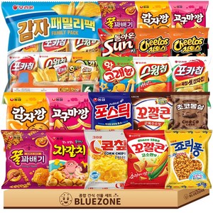 미니봉지과자세트25종 오리온감자패밀리팩6입 오리온4종,농심4종꿀자감고4종꿀고감포 롯데4종,크라운2종 초코몽실, 1세트, 스낵