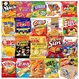 365 오리온 농심 해태 롯데 크라운 봉지과자 스낵 과자세트 20종