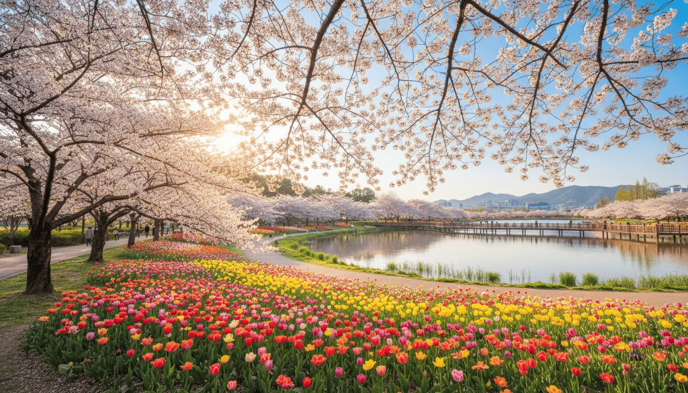 김해 연지공원 벚꽃 및 튤립 실시간 현황