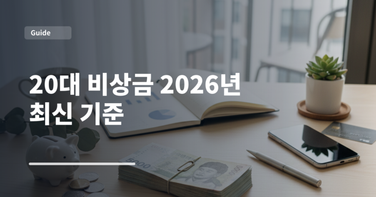 20대 비상금 2026년 최신 기준